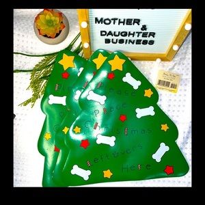 🎄 Vintage Hallmark Christmas Pet Placemats “Please Place Christmas Leftove…